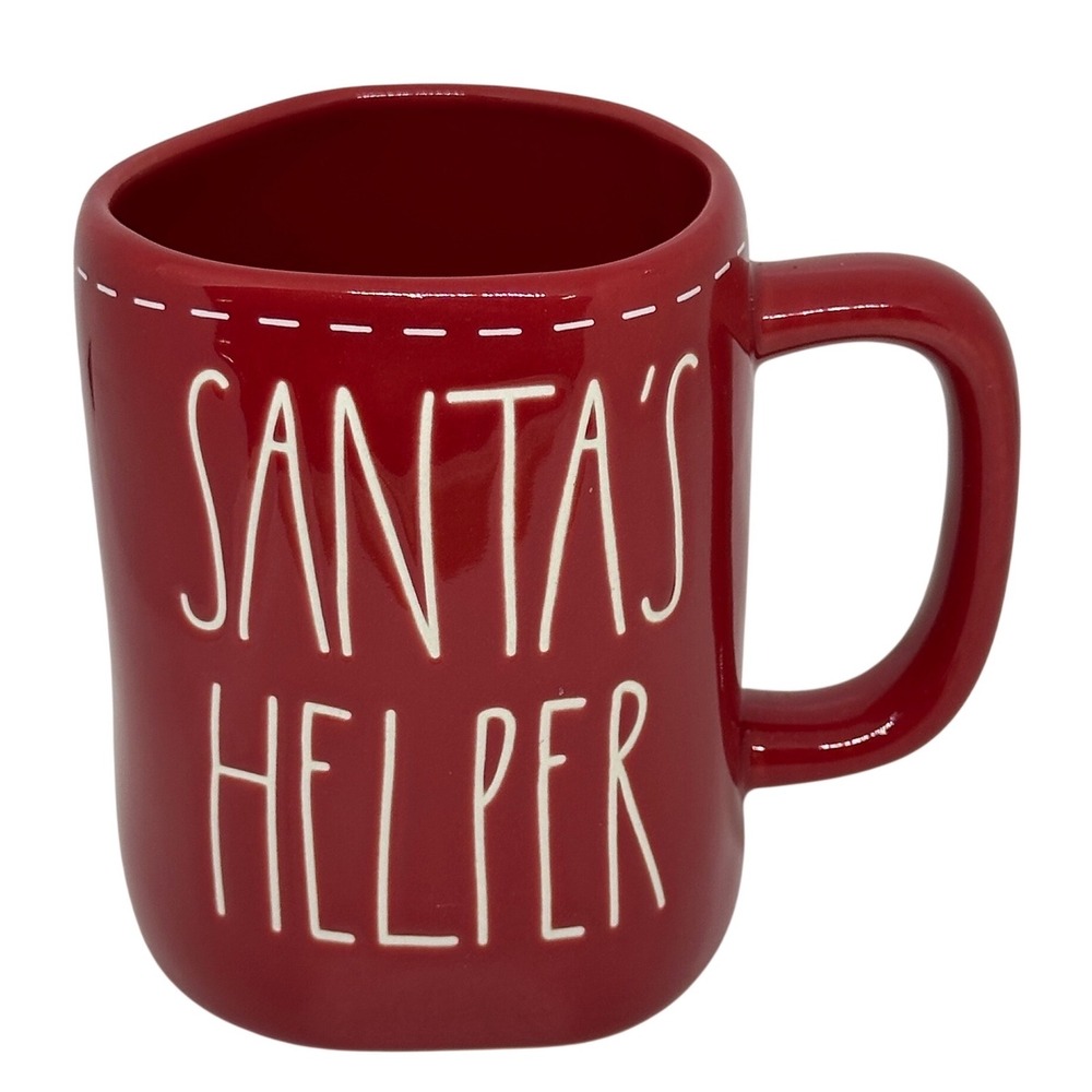 RaeDunn Mug Red Santa Helper Christmas Holiday Artisan Collection Ceramic Coffee